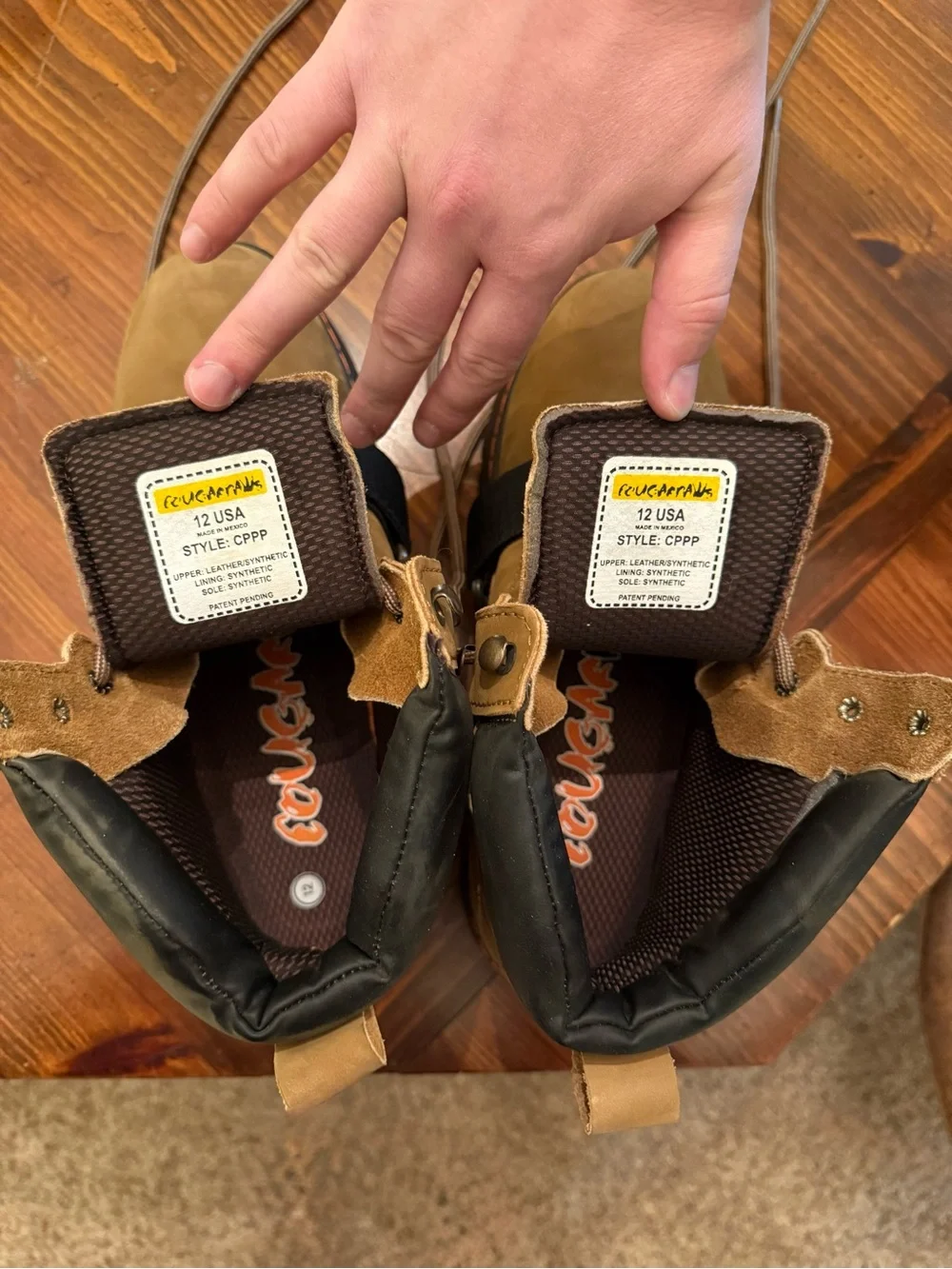 CougarPaws Performer Brown Leather Roofing Boots with Black Strap - Mens 12